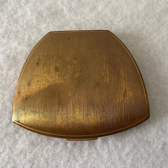 Elgin American Mirrored Compact Makeup Case Gold Tone Cherubs Flowers Midcentury - Picture 2 of 16